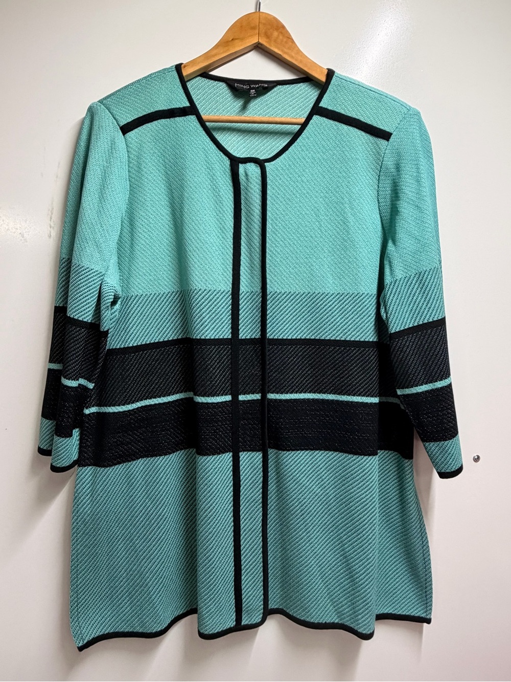 Ming Wang aqua black jacket cardigan size 0X women